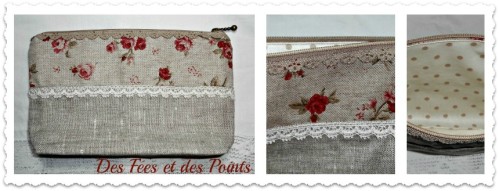 Trousse dentelle lin