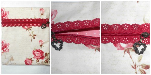 Collage pochette fermeture dentelle