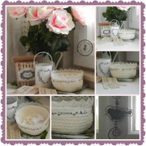 panier, oiseaux, dentelle, rubans message